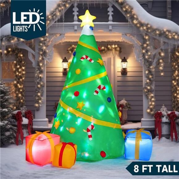 8 FT Christmas Inflatable Tree Decoration, Lighted Giant Christmas - Picture 3 of 8